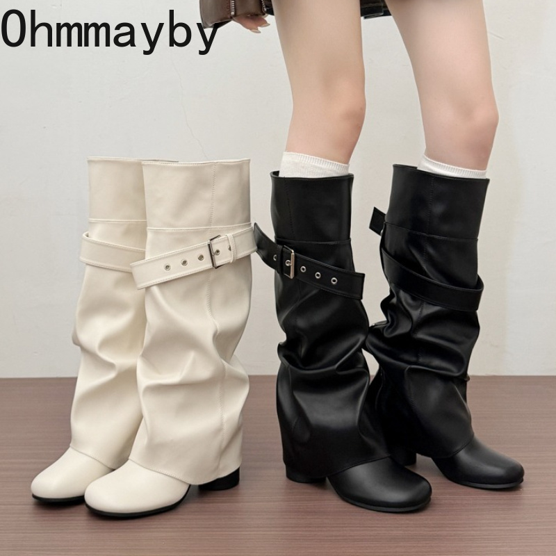 Designer Women Knee High Boots - огляд і ціна Belt Buckle Blank