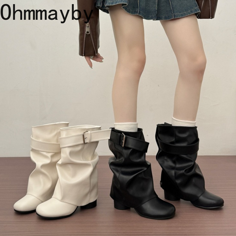 New Women Slouchy Mid Calf Lea - огляд і ціна Belt Buckle Blank